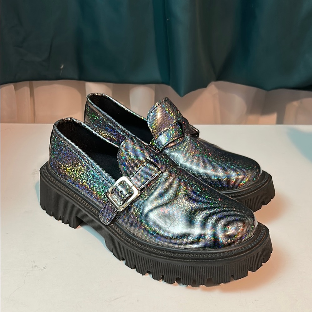 Holographic Loafers with Buckle size 39
